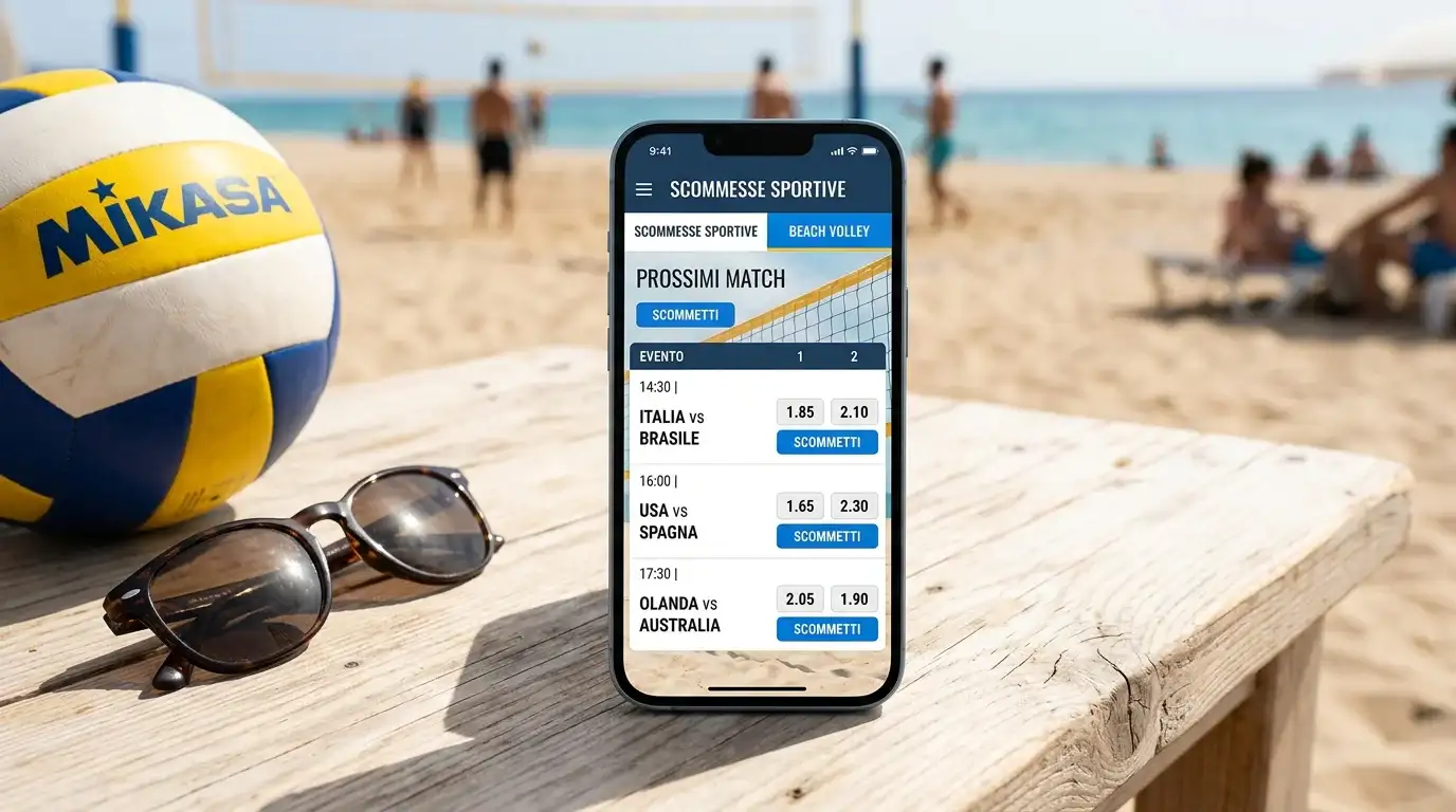 App mobile per scommesse sul beach volley con mercati live
